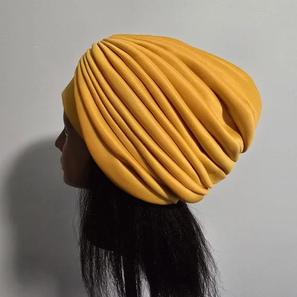 Handmade Pre-styled African Head Wrap, Yellow
